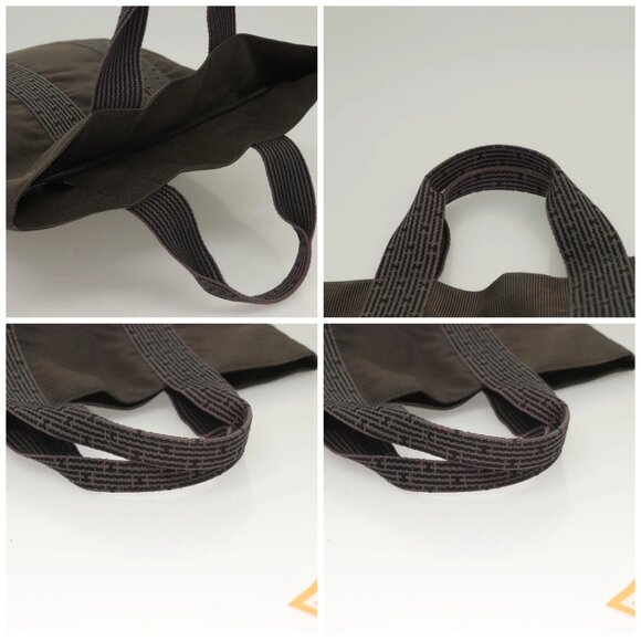 HERMES Her Line Kabas Tote Bag Canvas Gray Silver Auth BA3817 - Picture 16 of 16